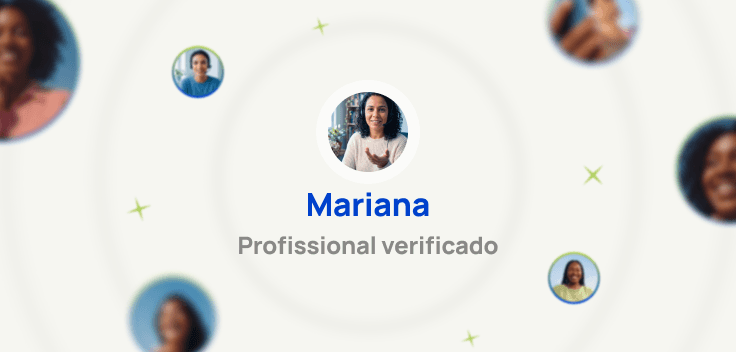 Perfil da profissional verificada Mariana entre fotos de outros profissionais