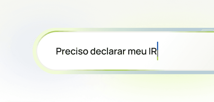 Campo de busca com a frase “Preciso declarar meu IR” sendo digitada